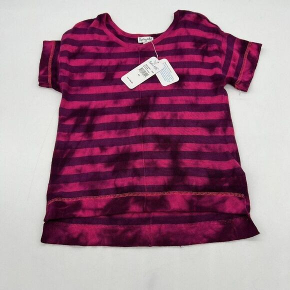 NWT Splendid PINK STRIPED TIE DYE GIRLS V-NECK SHORT SLEEVE SWEATER 6X - Picture 1 of 5